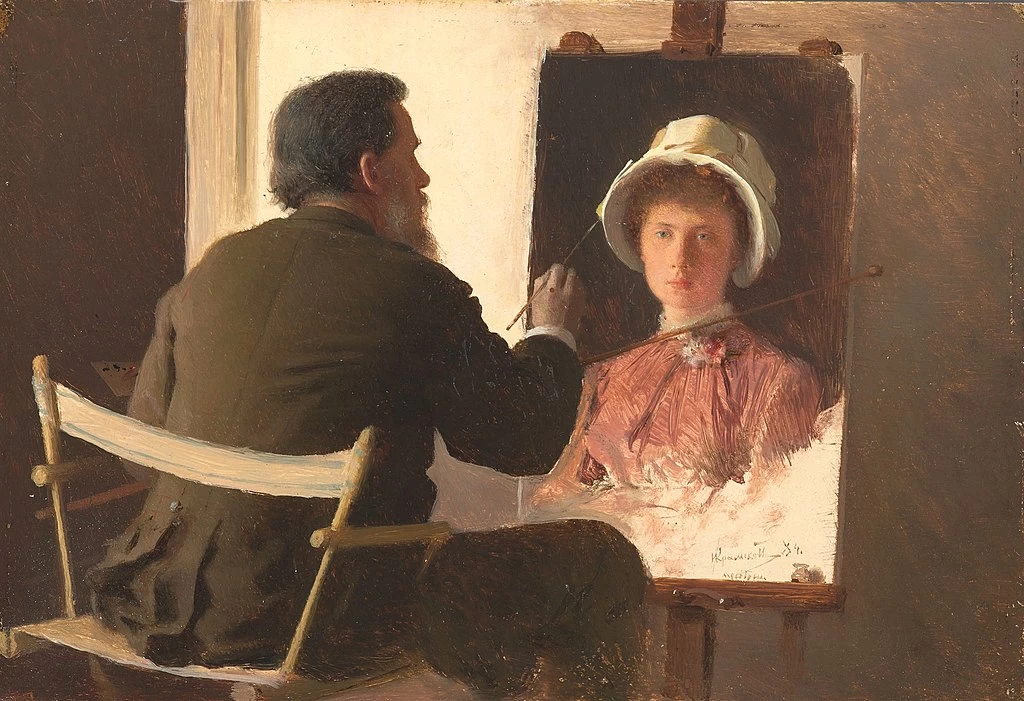 Ivan Kramskoy - Autoritratto mentre dipinge il ritratto della figlia